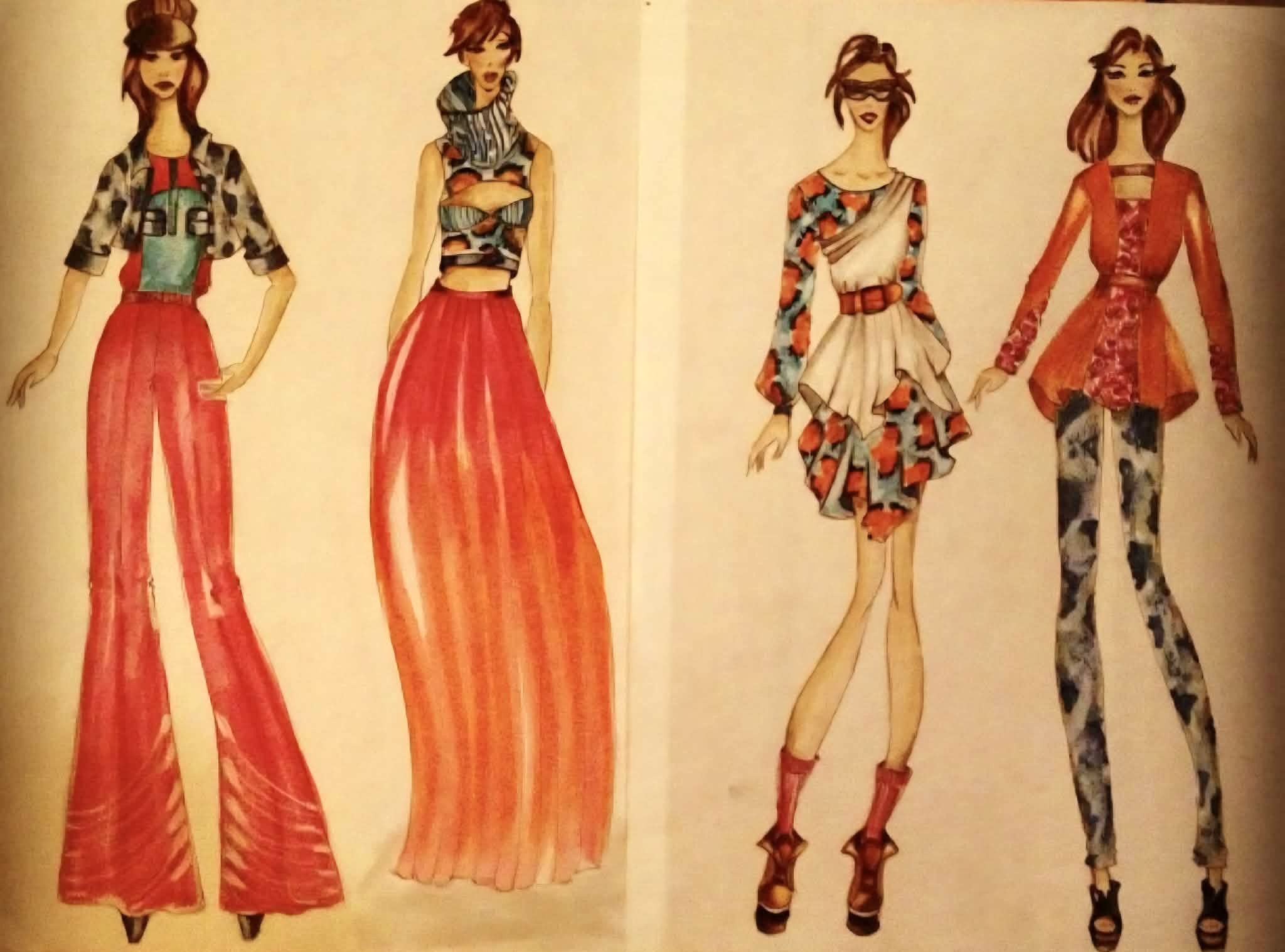 Fashion sketches by Aleena Khan