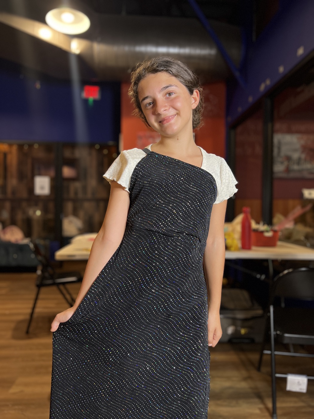 A design taking shape on the dress form