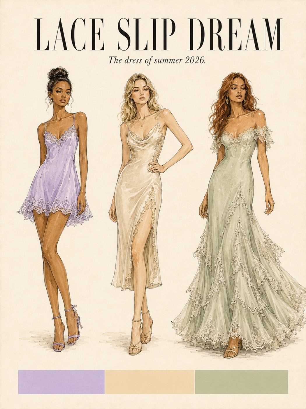 Lace Slip Dream trend board — the dress of summer 2027